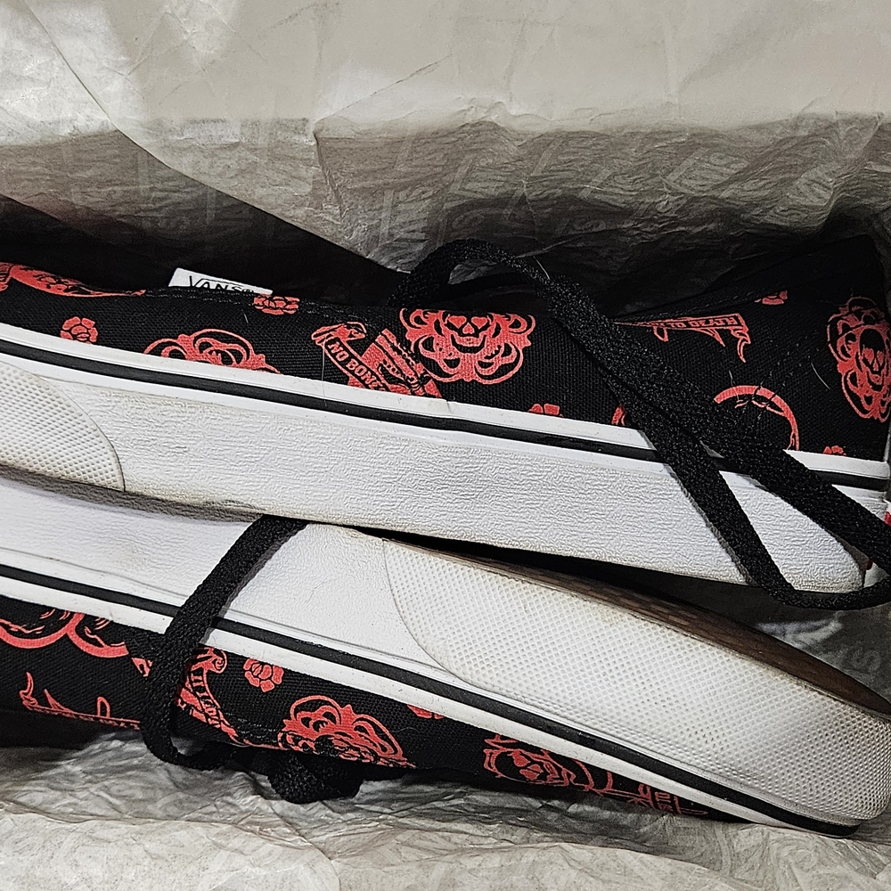 Vans Black and Red Floral Sneakers